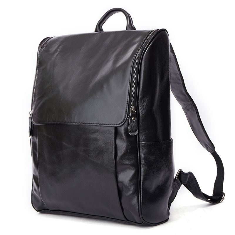 New Men&#039;s Real-Leather Bag Korean Style Fashion Casual Men&#039;s Backpack First Layer Cowhide Black Computer Backpack