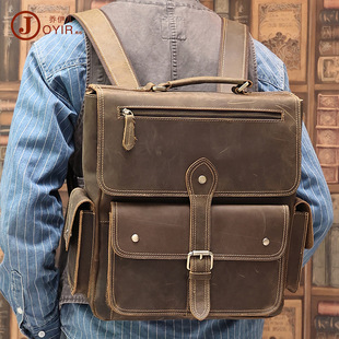 New Men's Real-Leather Bag Korean Style Fashion Casual Men's Backpack First Layer Cowhide Black Computer Backpack