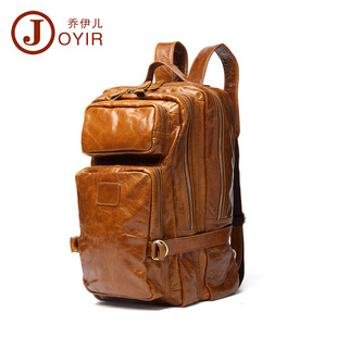 New Men's Real-Leather Bag Korean Style Fashion Casual Men's Backpack First Layer Cowhide Black Computer Backpack