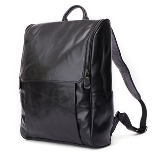 New Men's Real-Leather Bag Korean Style Fashion Casual Men's Backpack First Layer Cowhide Black Computer Backpack