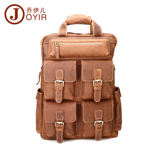 New Men's Real-Leather Bag Korean Style Fashion Casual Men's Backpack First Layer Cowhide Black Computer Backpack