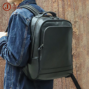 New Men's Real-Leather Bag Korean Style Fashion Casual Men's Backpack First Layer Cowhide Black Computer Backpack