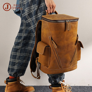 New Men's Real-Leather Bag Korean Style Fashion Casual Men's Backpack First Layer Cowhide Black Computer Backpack