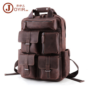 New Men's Real-Leather Bag Korean Style Fashion Casual Men's Backpack First Layer Cowhide Black Computer Backpack