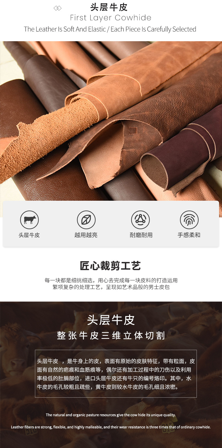 New Men's Real-Leather Bag Korean Style Fashion Casual Men's Backpack First Layer Cowhide Black Computer Backpack