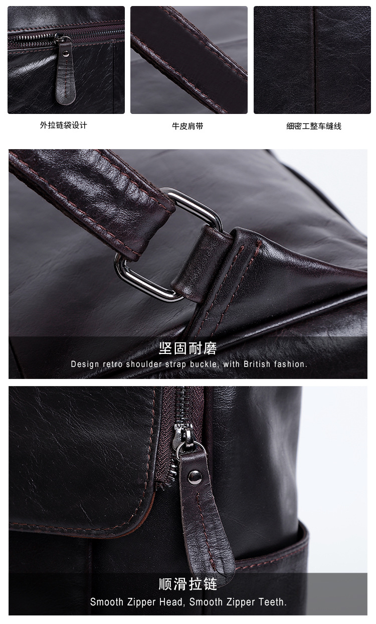 New Men's Real-Leather Bag Korean Style Fashion Casual Men's Backpack First Layer Cowhide Black Computer Backpack