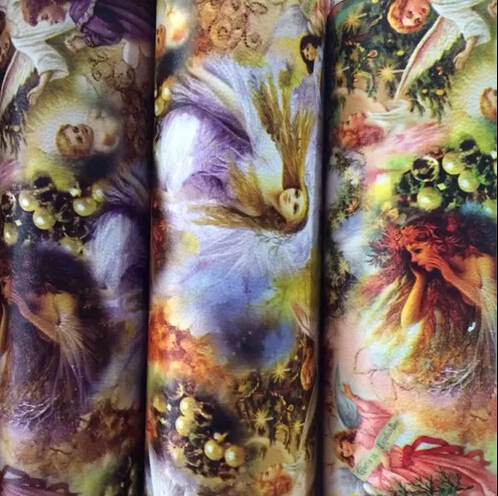 Printing Western beauty  artificial leather for bags 