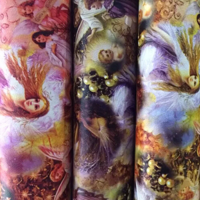 Printing Western beauty  artificial leather for bags 