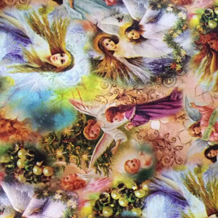 Printing Western beauty  artificial leather for bags 