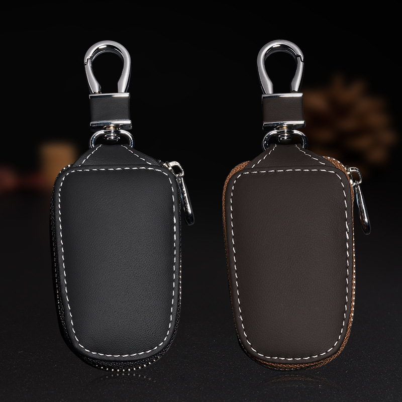 Universal Real Leather Key Bag Men and Women Modified Zipper Universal Remote Control Smart Key Car Protective Case
