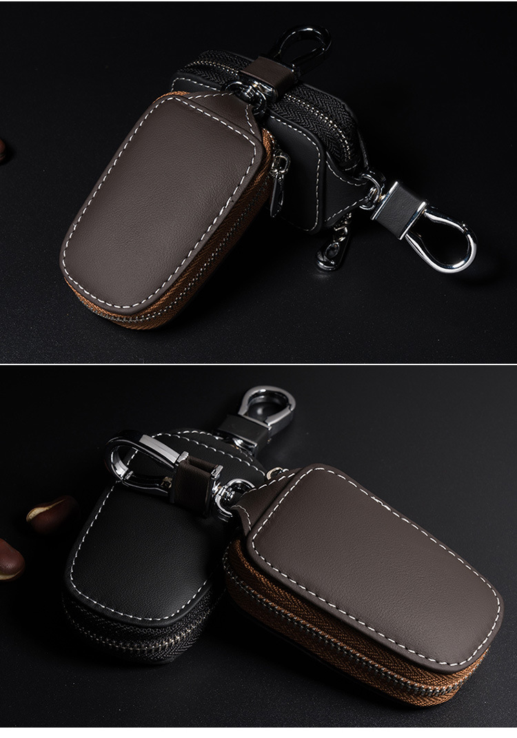 Universal Real Leather Key Bag Men and Women Modified Zipper Universal Remote Control Smart Key Car Protective Case