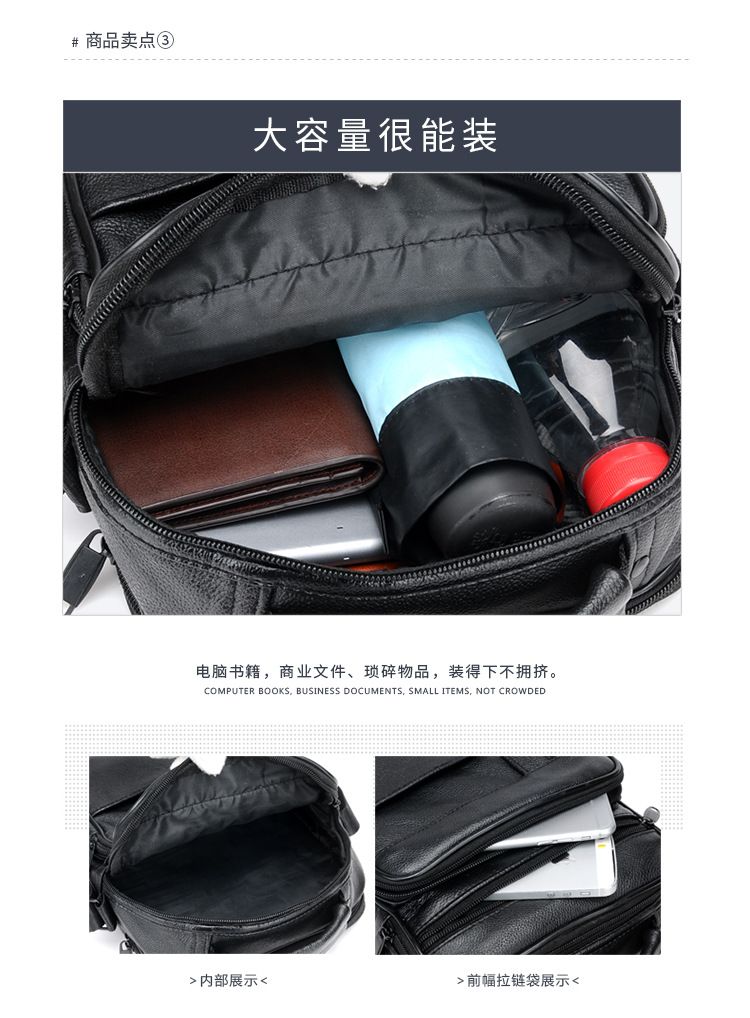 RealLeather Bag Shoulder Bag Men's Business Handheld Briefcase Casual Messenger Bag Real Cow Leather Backpack Whole
