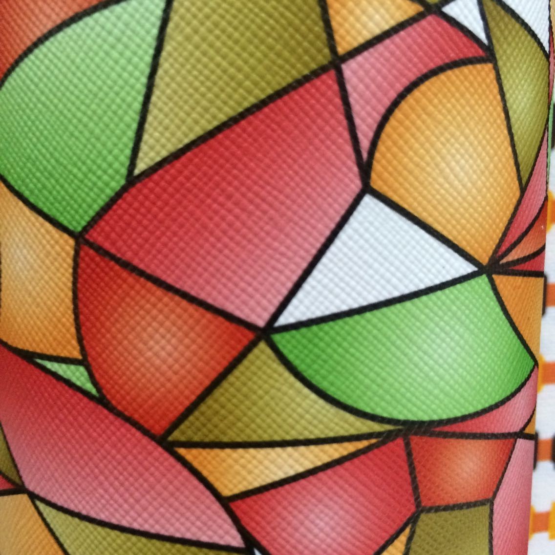 colorful triangle PVC artificial leather for lady bags 