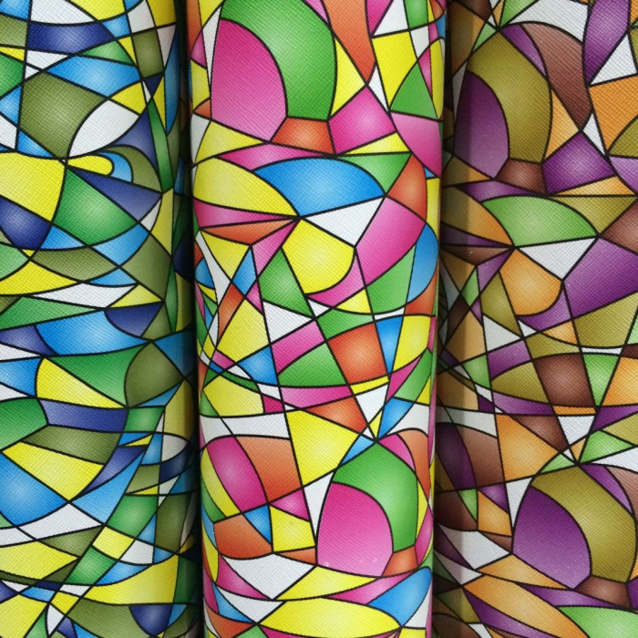 colorful triangle PVC artificial leather for lady bags 