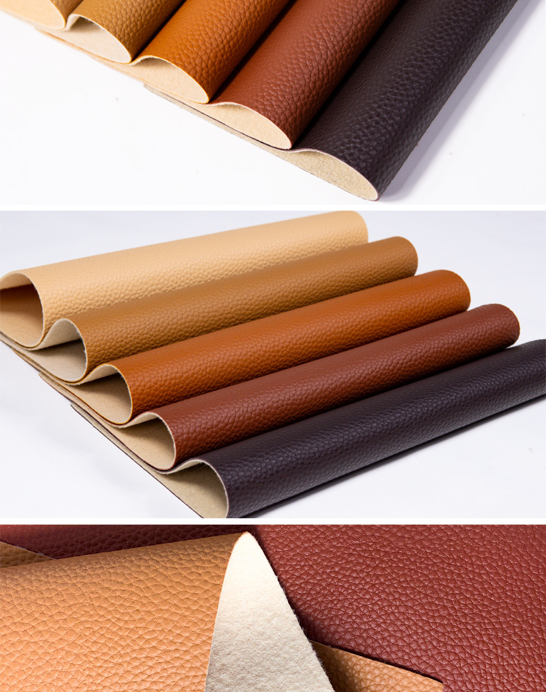 Wholesale PU Leather 6P European Standard 1.2 Thick Litchi Leather Fabric Bag Sofa Cushion Soft Upholstery and Hard Upholstery Artificial Leather