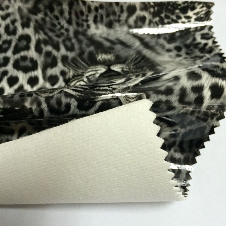 printing tiger shinning pu  artificial leather for bags