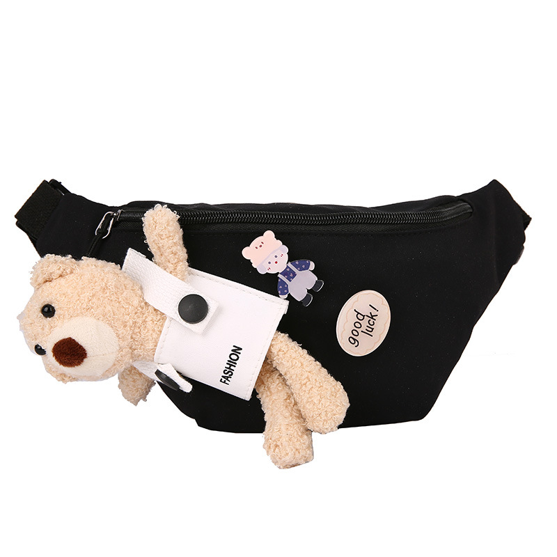 Cute Bear Simple Canvas Bag Girl Ins Lightweight Crossbody Bag 2021 New Japanese Style Student Sports Chest Bag