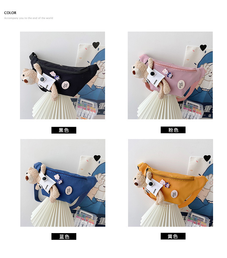 Cute Bear Simple Canvas Bag Girl Ins Lightweight Crossbody Bag 2021 New Japanese Style Student Sports Chest Bag