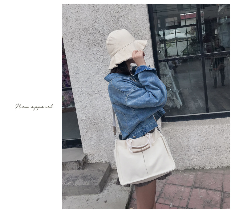 INS Canvas Bag Women's Simple All-Match Multi-Pocket Large Capacity Handbag Messenger Bag Shoulder Bag Women