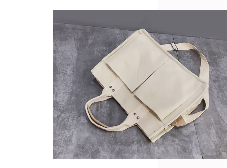 INS Canvas Bag Women's Simple All-Match Multi-Pocket Large Capacity Handbag Messenger Bag Shoulder Bag Women