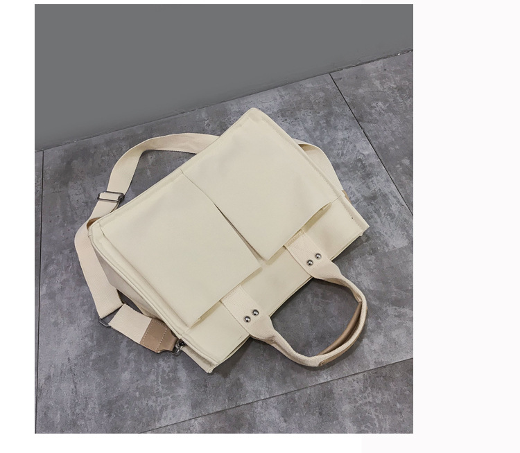 INS Canvas Bag Women's Simple All-Match Multi-Pocket Large Capacity Handbag Messenger Bag Shoulder Bag Women