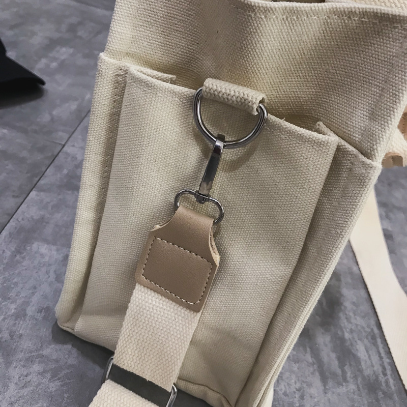 INS Canvas Bag Women's Simple All-Match Multi-Pocket Large Capacity Handbag Messenger Bag Shoulder Bag Women