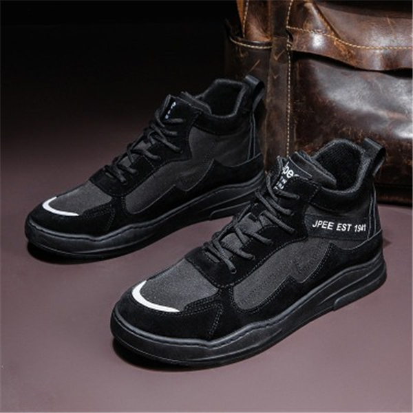 Autumn 2020 Hight-Top Trendy Shoes Sports Artificial Leather + Canvas Skate Shoes Retro Street Cool Casual Breathable Men&#039;s Shoes
