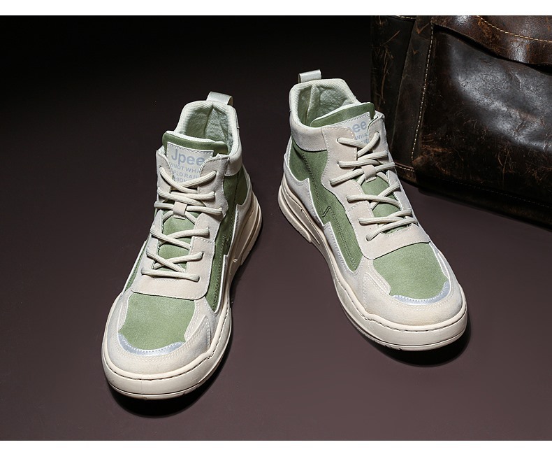 Autumn 2020 Hight-Top Trendy Shoes Sports Artificial Leather + Canvas Skate Shoes Retro Street Cool Casual Breathable Men's Shoes