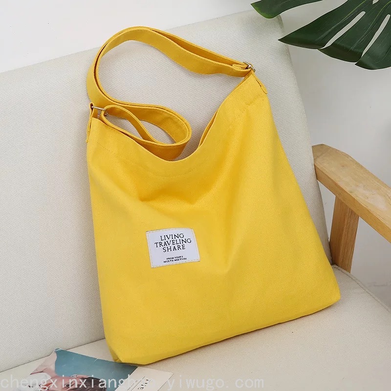 Literary Canvas Bag Trendy Women's Simple Large Capacity Portable Shoulder Crossbody Student Bag Generation 