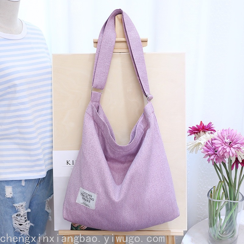 Literary Canvas Bag Trendy Women's Simple Large Capacity Portable Shoulder Crossbody Student Bag Generation 