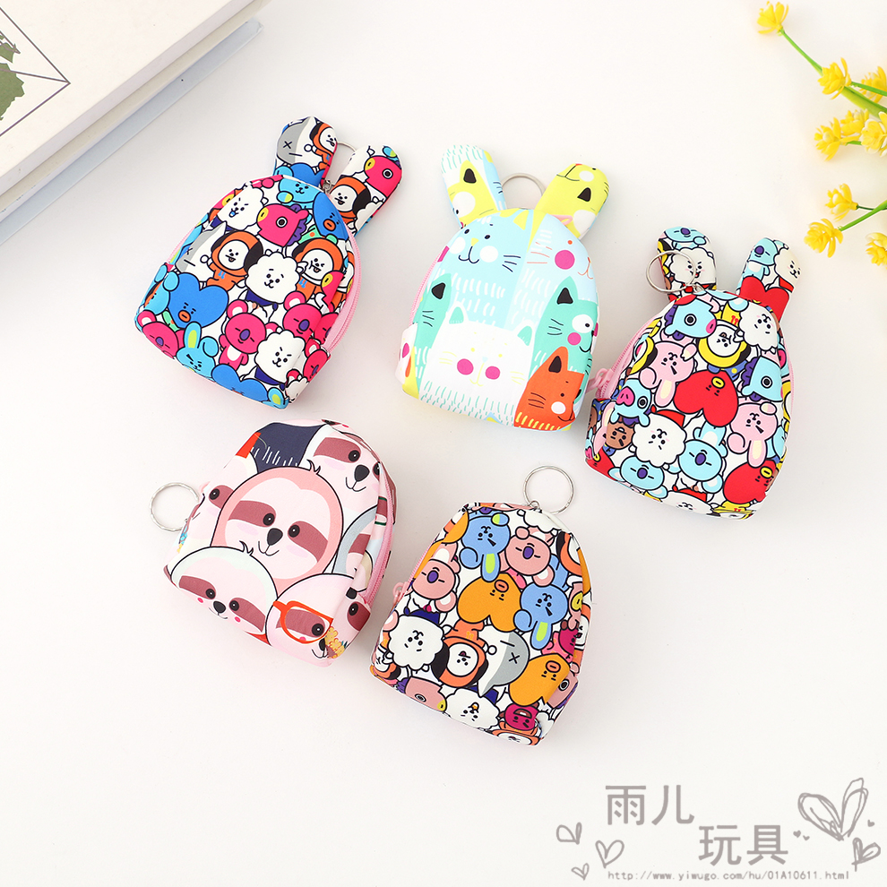 Cute Cartoon Change Purse Wallet Female Mini Korean Key Storage Fabric Canvas Bag Student Purse