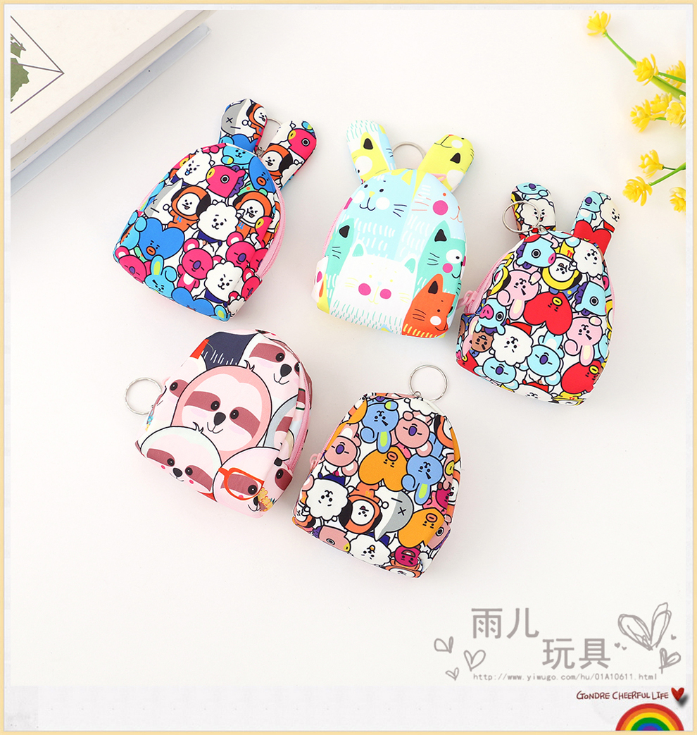 Cute Cartoon Change Purse Wallet Female Mini Korean Key Storage Fabric Canvas Bag Student Purse