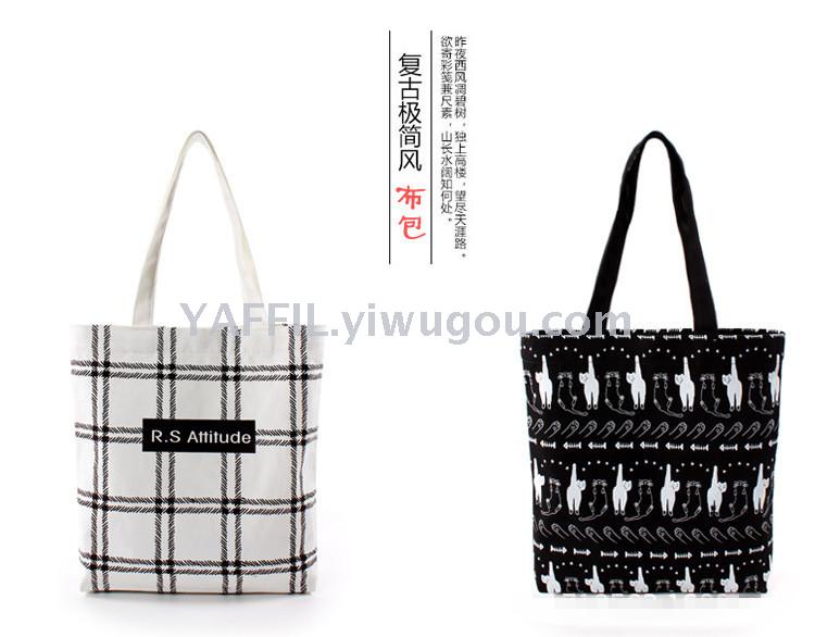 2017 new pure cotton canvas bag female bag pure natural canvas students bag single shoulder bag shopping mummy bag.