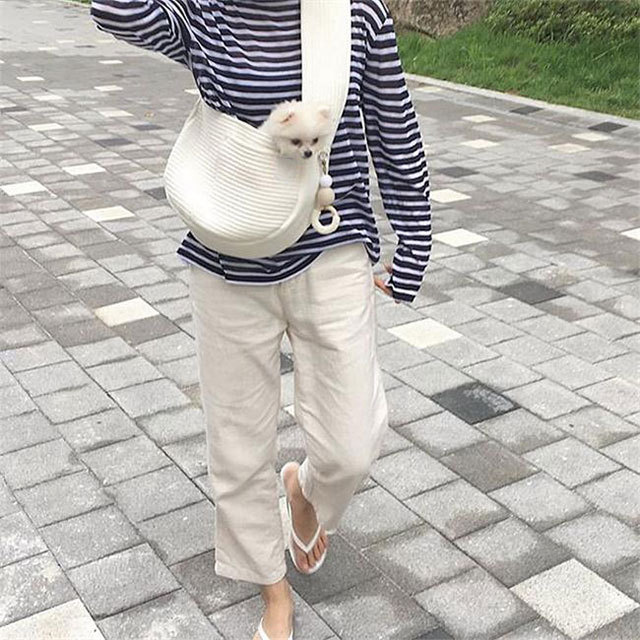 Korean Style Handmade Canvas Bag Cute Pet Bag Ulzzang Messenger Bag Women's Bag Shoulder Bag