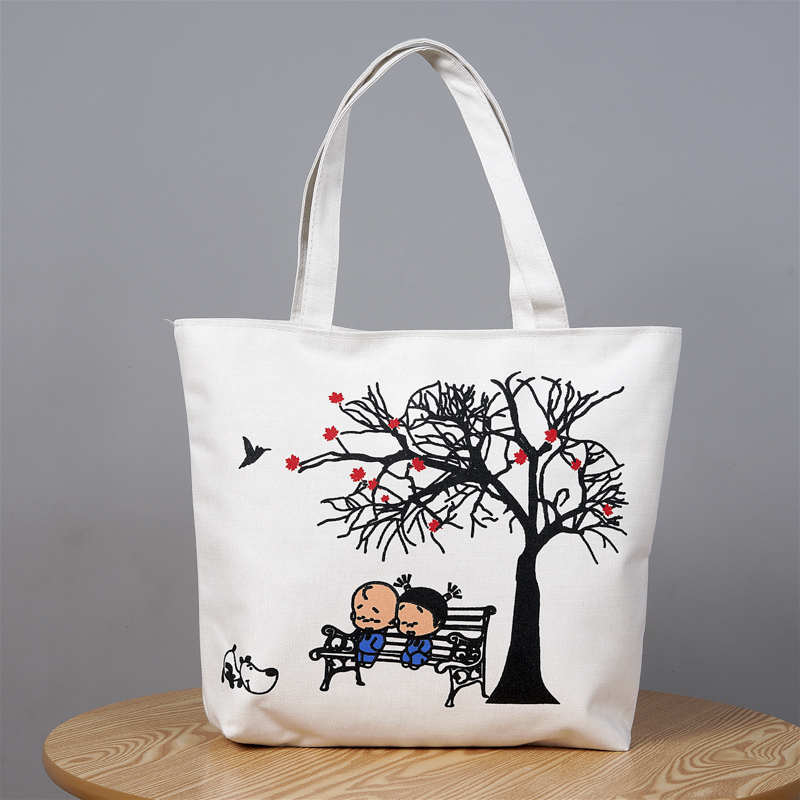 Fashionable All-Match Women&#039;s Student Shopping Canvas Printed Portable Shoulder Bag