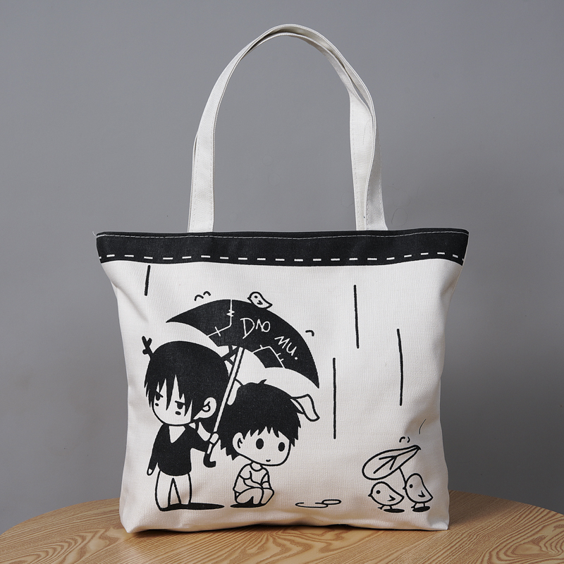Fashionable All-Match Women&#039;s Student Shopping Canvas Printed Portable Shoulder Bag