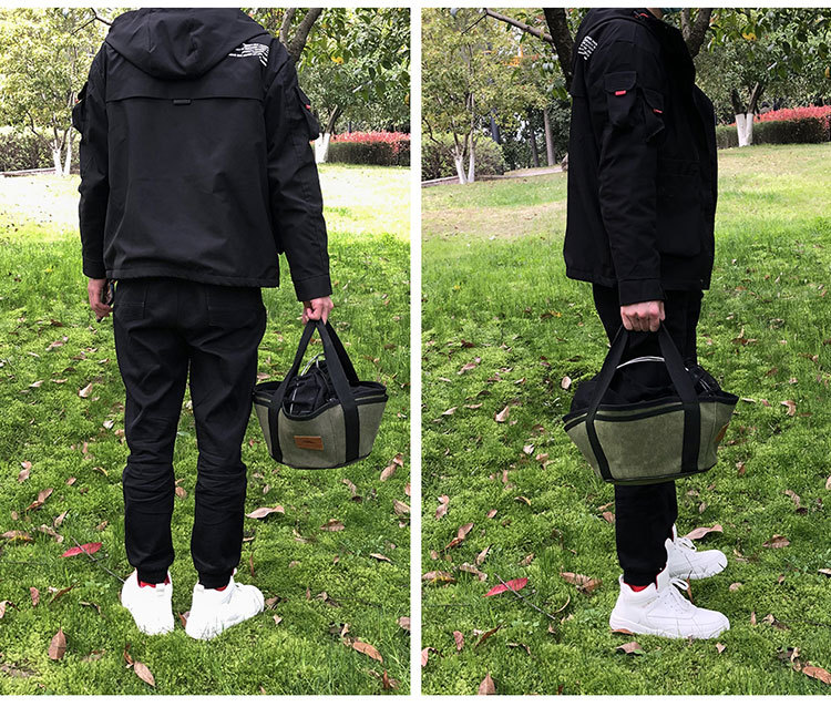Outdoor Camping Barbecue Storage Bag Holland Pot Storage Canvas Bag Coying Utensils Bag Storage Organizing Bag Tote Bag