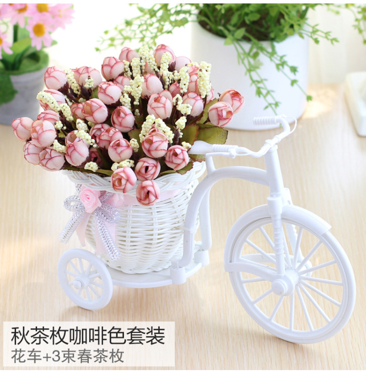 Rose Carven Design Wedding Decoration European Rose-Decorated Tricycle Basket Flower Set Car Fake Flower Flower Ceiling