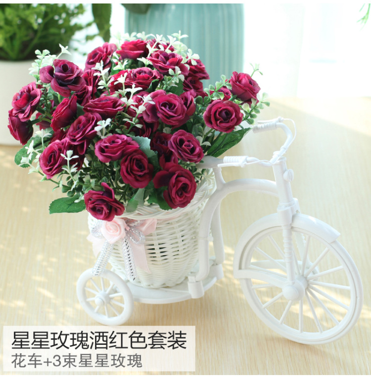 Rose Carven Design Wedding Decoration European Rose-Decorated Tricycle Basket Flower Set Car Fake Flower Flower Ceiling Rose Carven Design Wedding Decoration European Rose-Decorated Tricycle Basket Flower Set Car Fake Flower Flower Ceiling