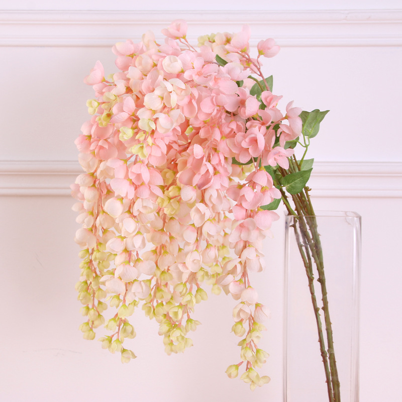 For Simulated flower Rattan Rattan Ceiling Window Wisteria background decorative wall hanging Fake flower bean Branch bean flower