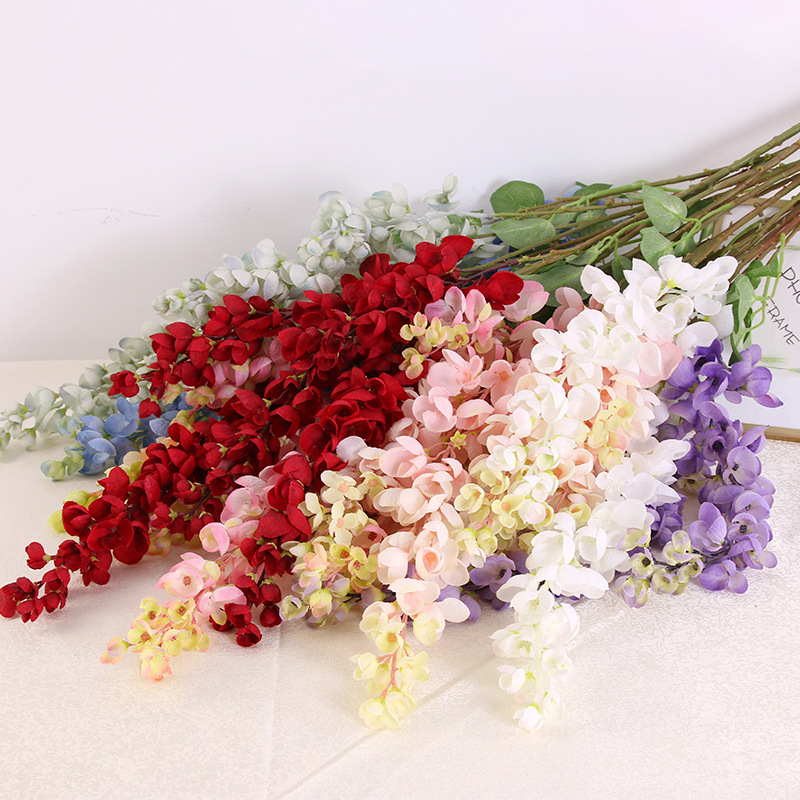 For Simulated flower Rattan Rattan Ceiling Window Wisteria background decorative wall hanging Fake flower bean Branch bean flower