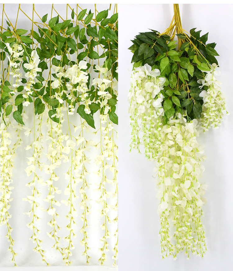 Wedding Decoration Flower Artificial Flowers Wisteria Tofu Pudding Internet Celebrity Ceiling Wisteria Corridor Wholesale Artificial Wisteria Wisteria Long Flowers