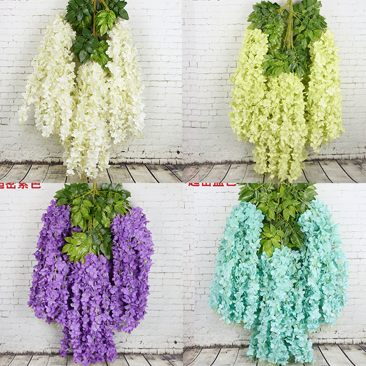 Wedding Decoration Flower Artificial Flowers Wisteria Tofu Pudding Internet Celebrity Ceiling Wisteria Corridor Wholesale Artificial Wisteria Wisteria Long Flowers