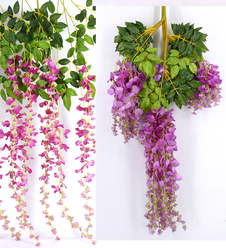 Wedding Decoration Flower Artificial Flowers Wisteria Tofu Pudding Internet Celebrity Ceiling Wisteria Corridor Wholesale Artificial Wisteria Wisteria Long Flowers