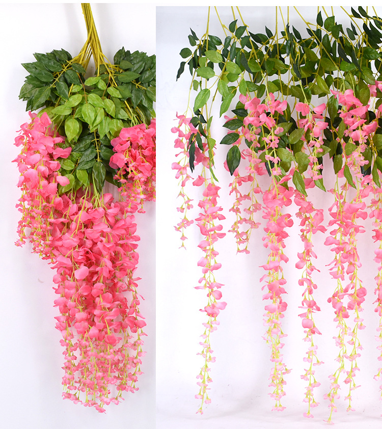 Wedding Decoration Flower Artificial Flowers Wisteria Tofu Pudding Internet Celebrity Ceiling Wisteria Corridor Wholesale Artificial Wisteria Wisteria Long Flowers