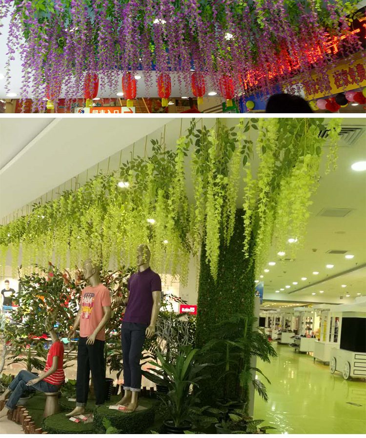 Wedding Decoration Flower Artificial Flowers Wisteria Tofu Pudding Internet Celebrity Ceiling Wisteria Corridor Wholesale Artificial Wisteria Wisteria Long Flowers
