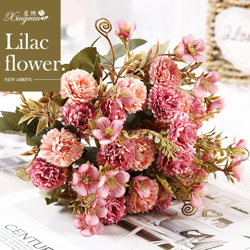 Cross-Border Wholesale Fake Flower Decoration Simulation 6-Color Wedding New Ancient Bank Lilac Road Lead Ceiling Special Simulation Flower
