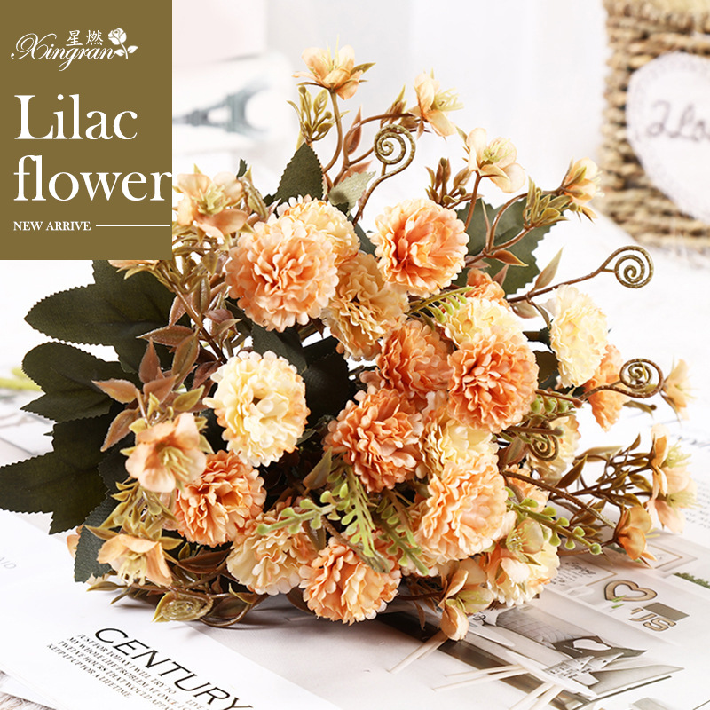 Cross-Border Wholesale Fake Flower Decoration Simulation 6-Color Wedding New Ancient Bank Lilac Road Lead Ceiling Special Simulation Flower