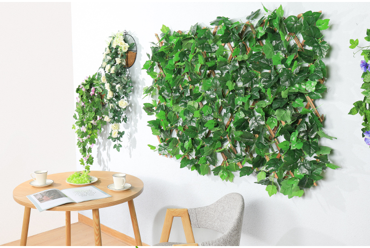 Artificial Grape Leaves Rattan Vine Green Plant Leaves Pipe Ceiling Decorative Flower Vine Plastic Flower Green Leaf Winding