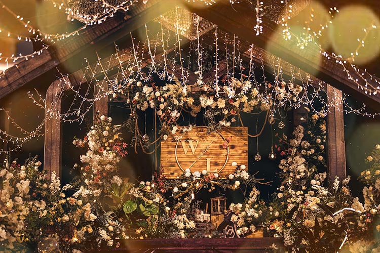 Simulation 3 Fork Fishing Grass Wedding Wedding Hall Ceiling Mori Wedding Artificial Flower Flower Wedding ornaments